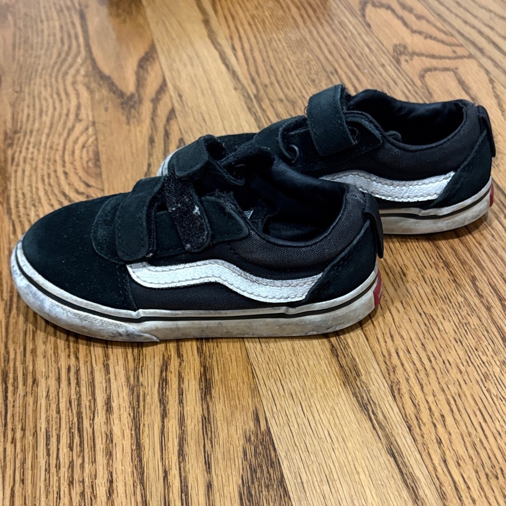Vans Kids Black and White Velcro Sneakers